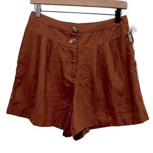 JUNE & HUDSON High Waist Linen Blend Shorts Size Small